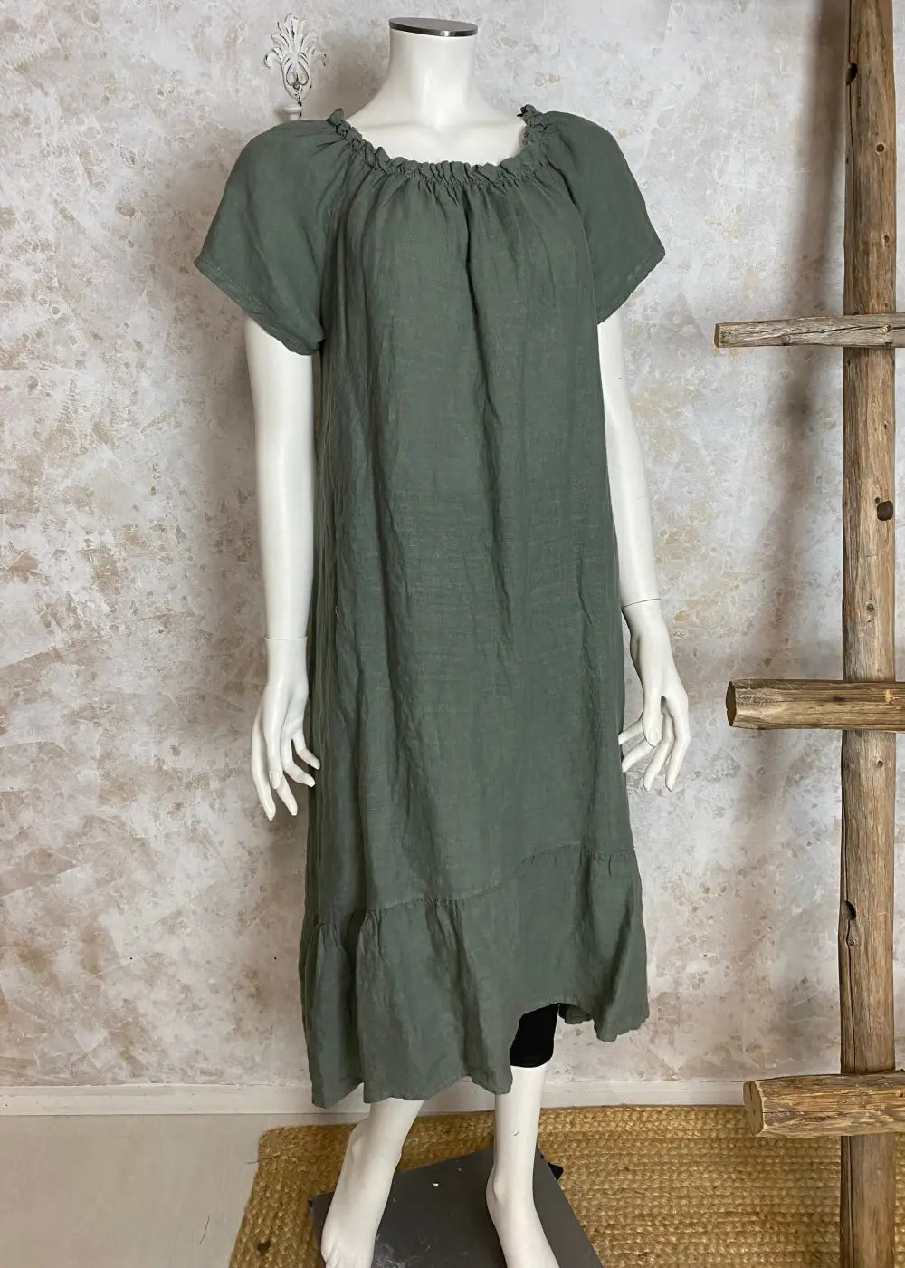 Pellavamekko nancy eri värejä 0425 | khaki | mekko
