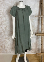 Pellavamekko nancy eri värejä 0425 | khaki | mekko
